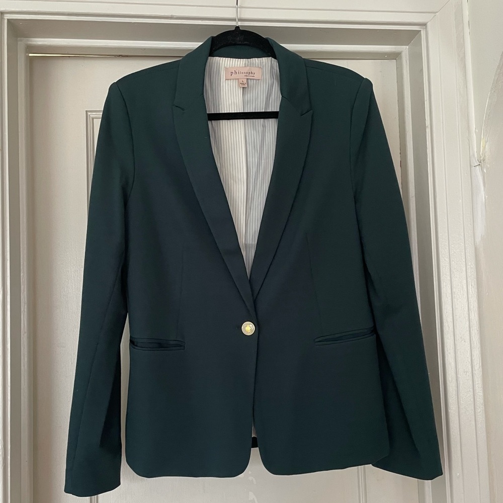 Philosophy dark teal preppy work blazer